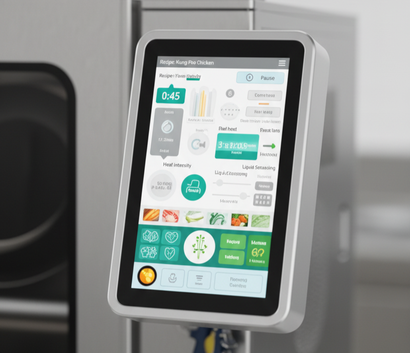 Robot Cheflubekah XA460 con pantalla táctil en cocina profesional